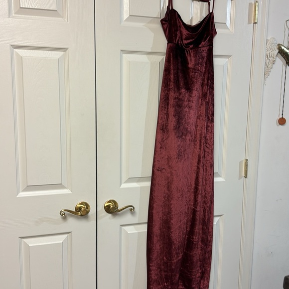 NWT Free People Karlie Double Dare Maxi Dress velvet wine burgundy low back 10 - Picture 3 of 14